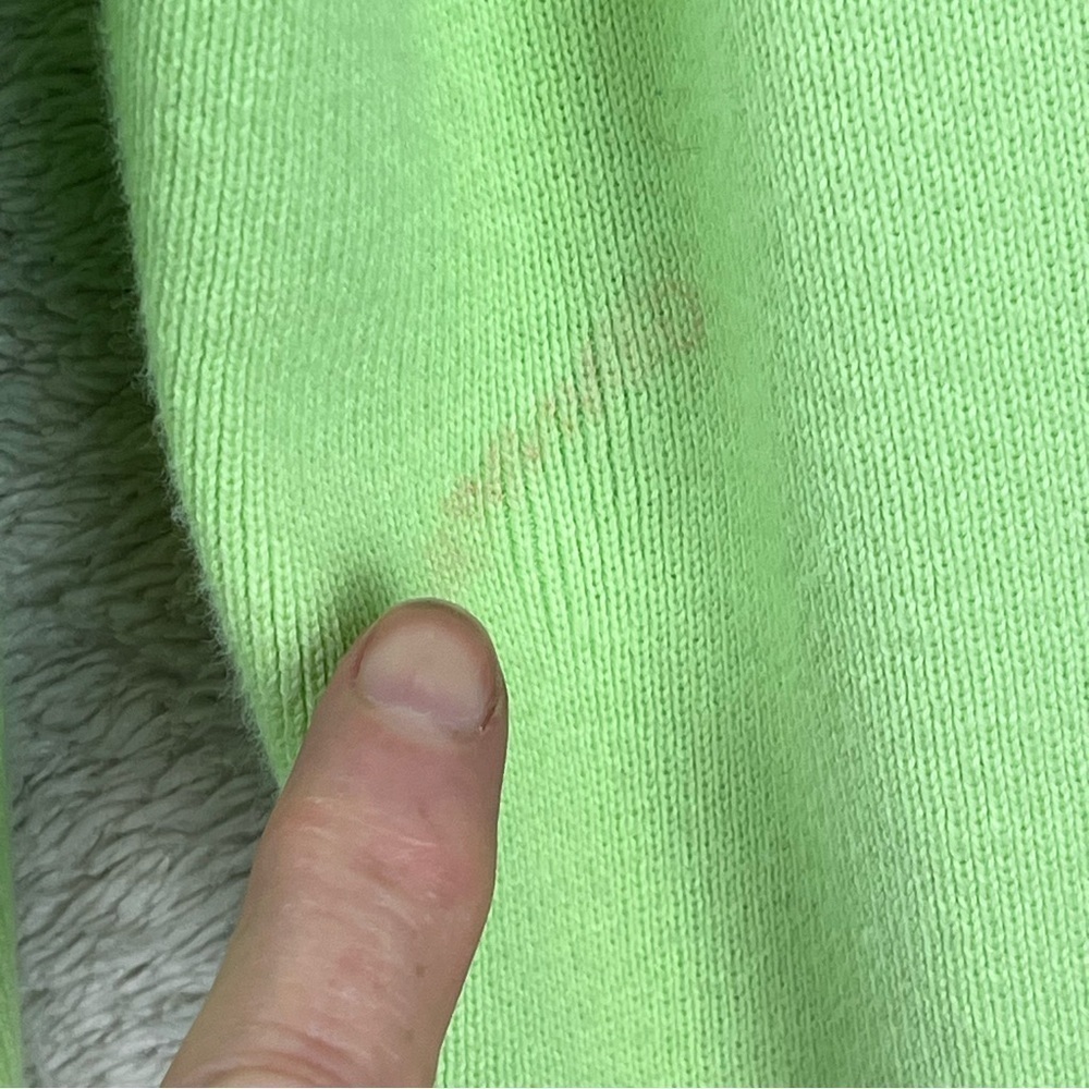 Lime Green Sweater Cardigan Twinset Sz Medium Goodclothes - Picture 13 of 15